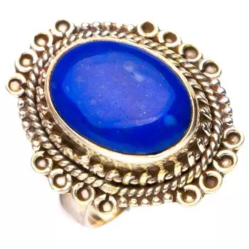 STARGEMS ® Кольцо из серебра 925 пробы с натуральным лазуритом ручной работы 6,25 E7590