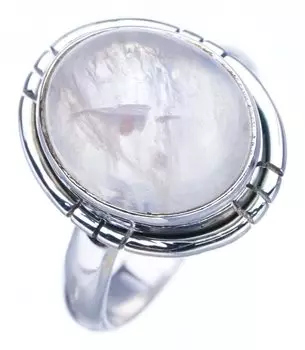 STARGEMS ® Кольцо из серебра 925 пробы с натуральным лунным камнем ручной работы 4,75 F2594