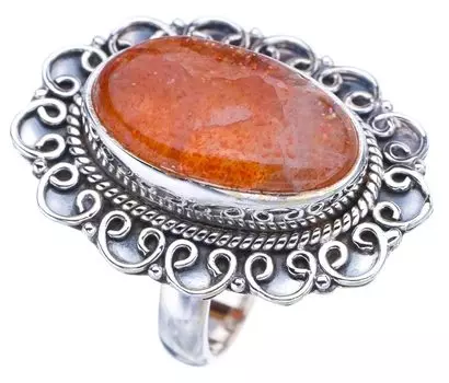 STARGEMS ® Кольцо из серебра 925 пробы с натуральным кальцитом ручной работы 5,75 F1981