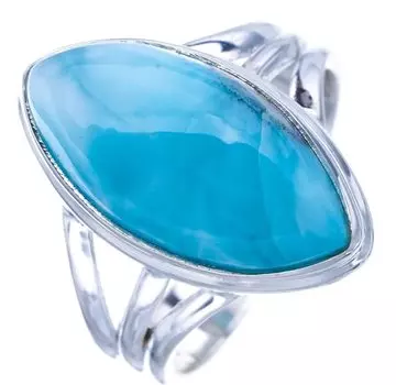 STARGEMS ® Кольцо из серебра 925 пробы с натуральным ларимаром ручной работы 6,25 F0858