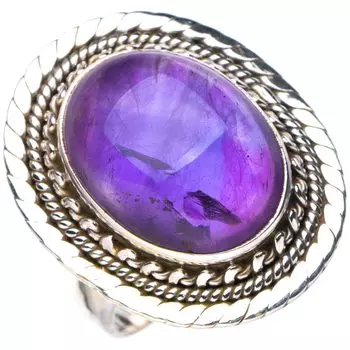 STARGEMS ® Кольцо из серебра 925 пробы с натуральным аметистом ручной работы 7,5 E7738