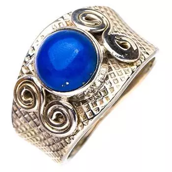 STARGEMS ® Кольцо из серебра 925 пробы с натуральным лазуритом ручной работы 8 E8734