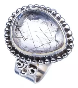 STARGEMS ® Кольцо из серебра 925 пробы с натуральным рутиловым кварцем ручной работы 7 F2480