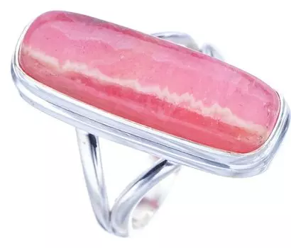 STARGEMS ® Кольцо из серебра 925 пробы с натуральным родохрозитом ручной работы 7,25 F1877