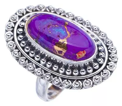 STARGEMS ® Кольцо ручной работы из серебра 925 пробы с натуральным медным и бирюзовым покрытием 7,25 F2283