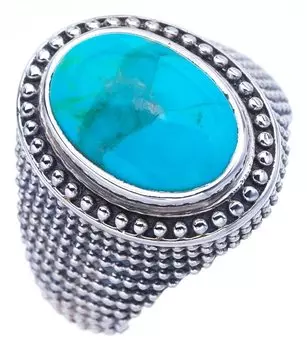 STARGEMS ® Кольцо ручной работы из серебра 925 пробы с натуральной бирюзой 7,75 F0418