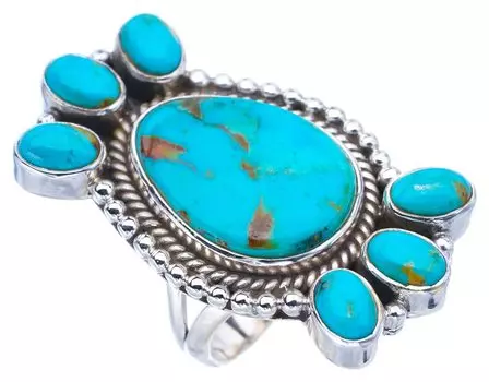 STARGEMS ® Кольцо ручной работы из серебра 925 пробы с натуральной бирюзой 6,25 F0445