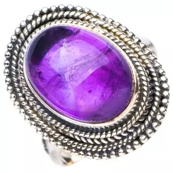 STARGEMS ® Кольцо ручной работы из серебра 925 пробы с натуральным аметистом 7 E7752