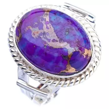 STARGEMS Кольцо ручной работы из серебра 925 пробы с натуральным медным бирюзовым оттенком 9 E9148