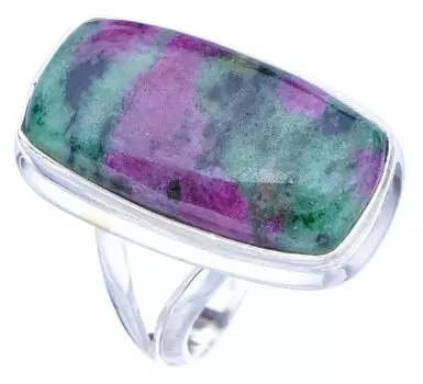 STARGEMS ® Кольцо ручной работы из стерлингового серебра 925 пробы с натуральным рубином и цоизитом 7,25 F1624