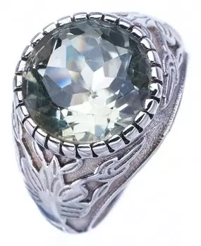 STARGEMS ® Кольцо ручной работы из стерлингового серебра 925 пробы с натуральным зеленым аметистом 7,5 F2455