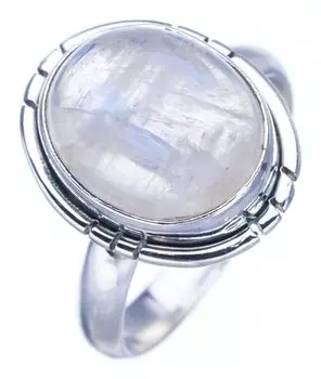 STARGEMS ® Кольцо ручной работы из стерлингового серебра 925 пробы с натуральным лунным камнем 5,5 F2553