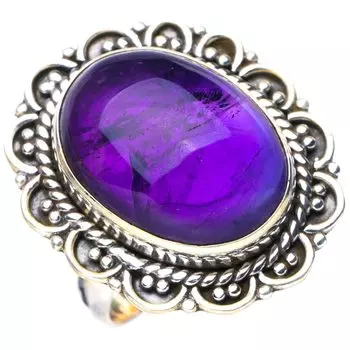 STARGEMS ® Кольцо ручной работы из стерлингового серебра 925 пробы с натуральным аметистом 6,5 E7755