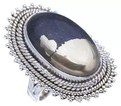 STARGEMS ® Кольцо ручной работы из стерлингового серебра 925 пробы с натуральным золотым камнем апачи 5,75 F2927