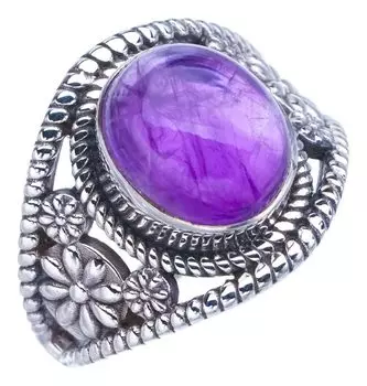StarGems® Natural Amethyst Daisy Handmade 925 Sterling Silver Ring 7 F2824