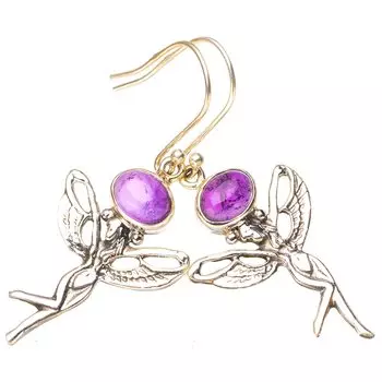 StarGems® Natural Amethyst Fariy Handmade 925 Sterling Silver Earrings 2 E6994