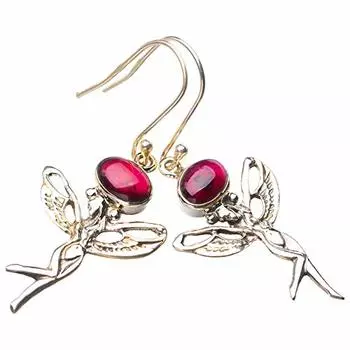 StarGems® Natural Amethyst Fariy Handmade 925 Sterling Silver Earrings 1.75 E1396