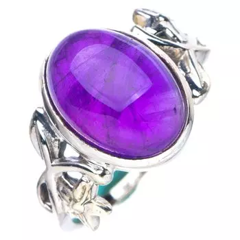 StarGems® Natural Amethyst Flower Handmade 925 Sterling Silver Ring 8 E7745