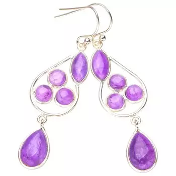 StarGems® Natural Amethyst Handmade 925 Sterling Silver Earrings 2.25 E6936