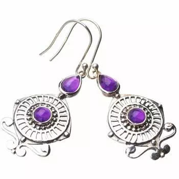 StarGems® Natural Amethyst Handmade 925 Sterling Silver Earrings 2 E1184