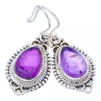 StarGems® Natural Amethyst Handmade 925 Sterling Silver Earrings 1.5 F5620