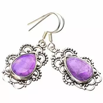 StarGems® Natural Amethyst Handmade 925 Sterling Silver Earrings 1.5 E1518