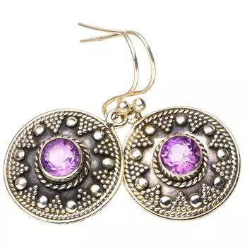 StarGems® Natural Amethyst Handmade 925 Sterling Silver Earrings 1.5 E6836