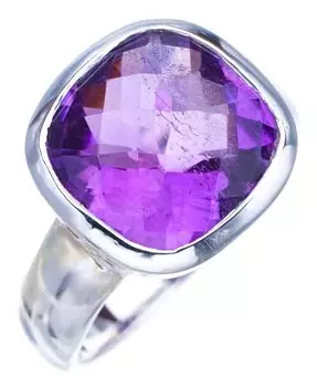 StarGems® Natural Amethyst Handmade 925 Sterling Silver Ring 7.25 F2915