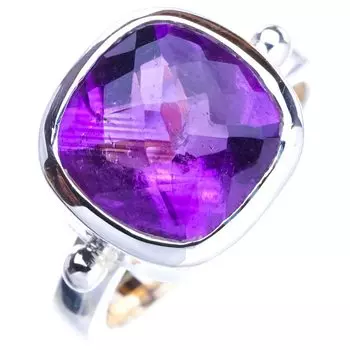 StarGems Natural Amethyst Handmade 925 Sterling Silver Ring 7.75 E9212