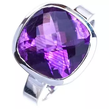StarGems Natural Amethyst Handmade 925 Sterling Silver Ring 6.5 E9179