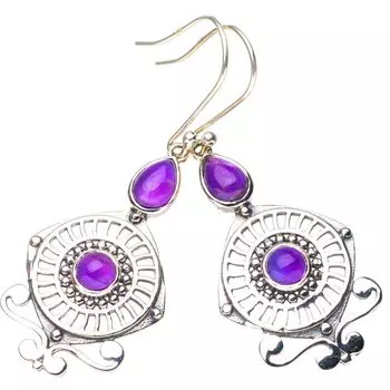 StarGems® Natural Amethyst Handmade 925 Sterling Silver Earrings 2 E6275