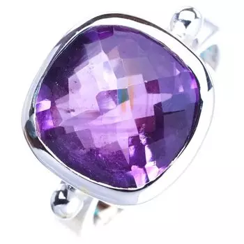 StarGems Natural Amethyst Handmade 925 Sterling Silver Ring 6.75 E9284