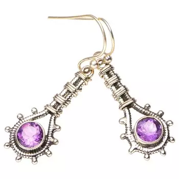 StarGems® Natural Amethyst Handmade 925 Sterling Silver Earrings 1.5 E6823