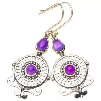 StarGems® Natural Amethyst Handmade 925 Sterling Silver Earrings 2 E6963