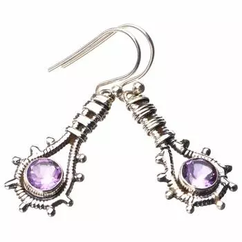 StarGems® Natural Amethyst Handmade 925 Sterling Silver Earrings 1.5 E1177