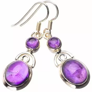 StarGems® Natural Amethyst Handmade 925 Sterling Silver Earrings 1.5 E1159