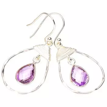StarGems® Natural Amethyst Handmade 925 Sterling Silver Earrings 1.75 E6948