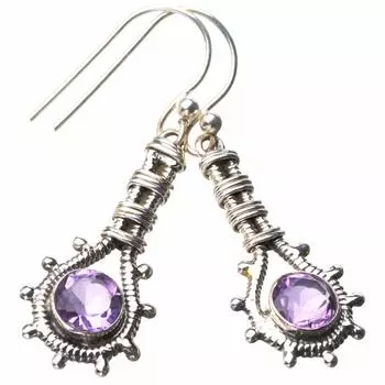 StarGems® Natural Amethyst Handmade 925 Sterling Silver Earrings 1.5 E1180