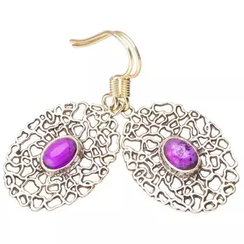 StarGems® Natural Amethyst Handmade 925 Sterling Silver Earrings 1.5 E6972