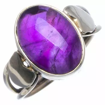 StarGems Natural Amethyst Handmade Unique 925 Sterling Silver Ring 7.75 B4202
