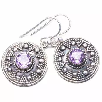 StarGems Natural Amethyst Handmade Unique 925 Sterling Silver Earrings 1.25 Y2996