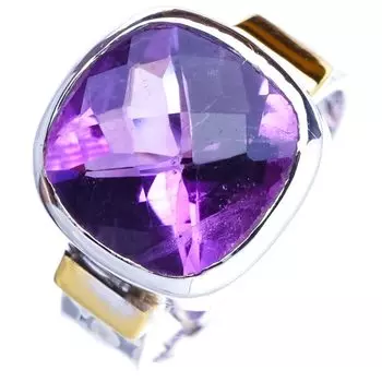 StarGems Natural Amethyst Two TonesHandmade 925 Sterling Silver Ring 5.5 E9275