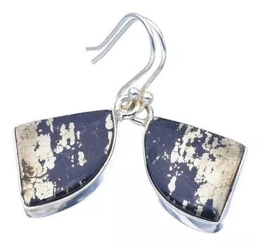 StarGems® Natural Apache Gold Stone Handmade 925 Sterling Silver Earrings 1.5 F5692