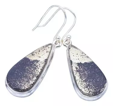 StarGems® Natural Apache Gold Stone Handmade 925 Sterling Silver Earrings 1.75 F5683