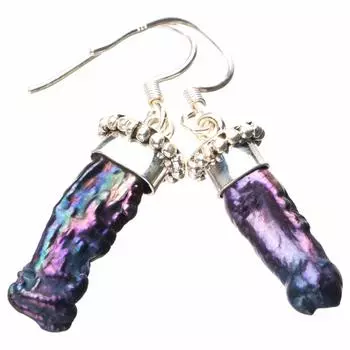 StarGems® Natural Biwa Pearl Handmade 925 Sterling Silver Earrings 1.5 E1034