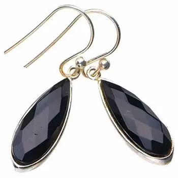 StarGems® Natural Black Onyx Handmade 925 Sterling Silver Earrings 1.5 E1855