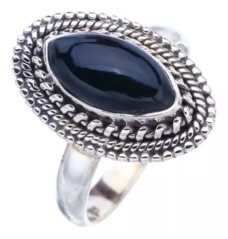 StarGems® Natural Black Onyx Handmade 925 Sterling Silver Ring 9.25 F1726