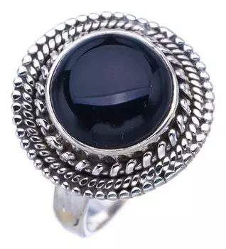StarGems® Natural Black Onyx Handmade 925 Sterling Silver Ring 7 F3271