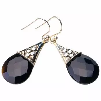 StarGems® Natural Black Onyx Handmade 925 Sterling Silver Earrings 1.75 D7674