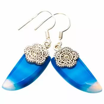 StarGems® Natural Botswana Agate Handmade 925 Sterling Silver Earrings 1.75 E1938